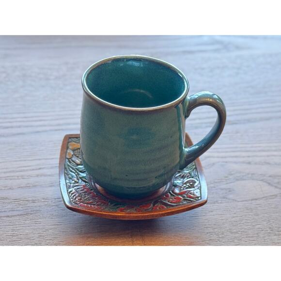 [Like New] Japanese Hand-Carved Wooden Saucers, Floral Motifs, Signed, Set of 5 - Picture 10 of 13